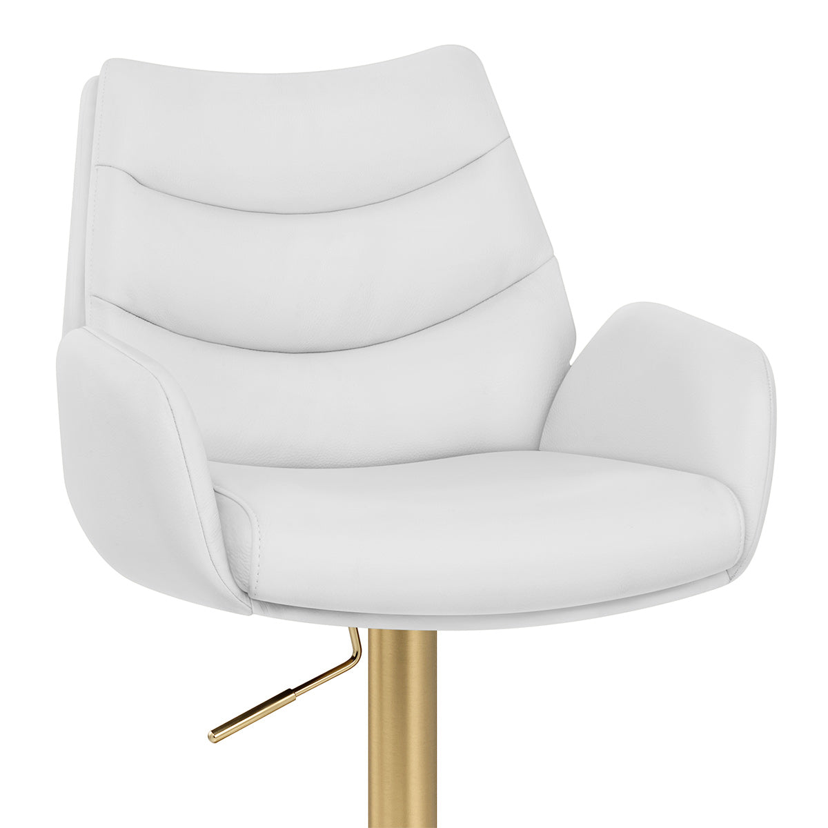 Seville Real Leather Gold Stool White