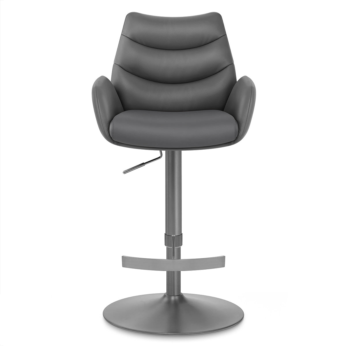 Seville Real Leather Graphite Stool Dark Grey