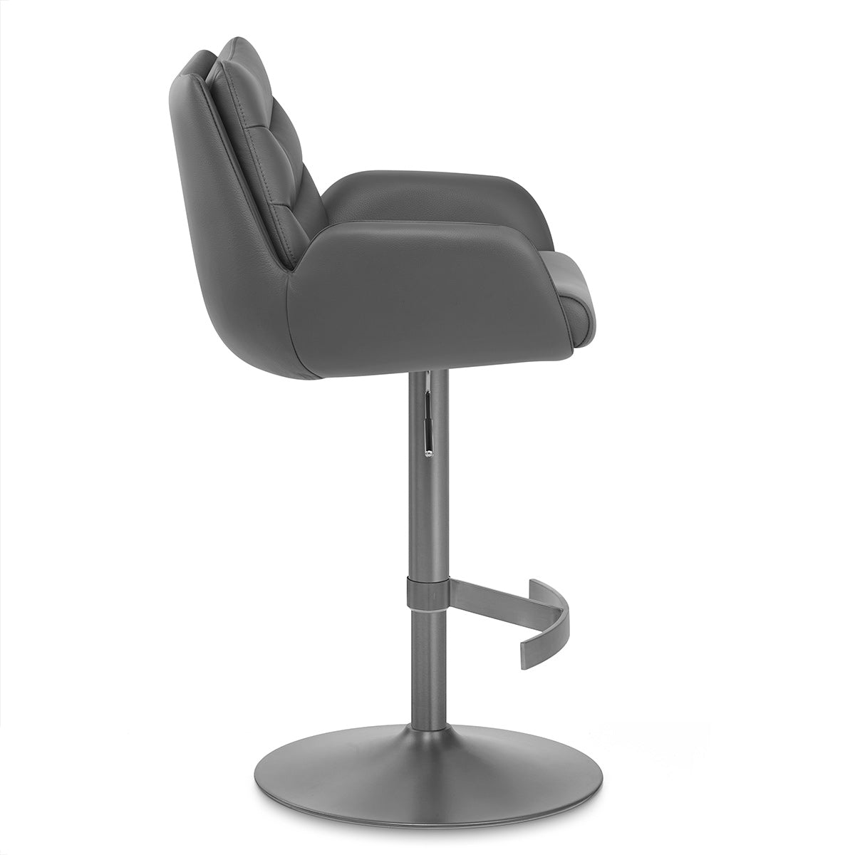 Seville Real Leather Graphite Stool Dark Grey