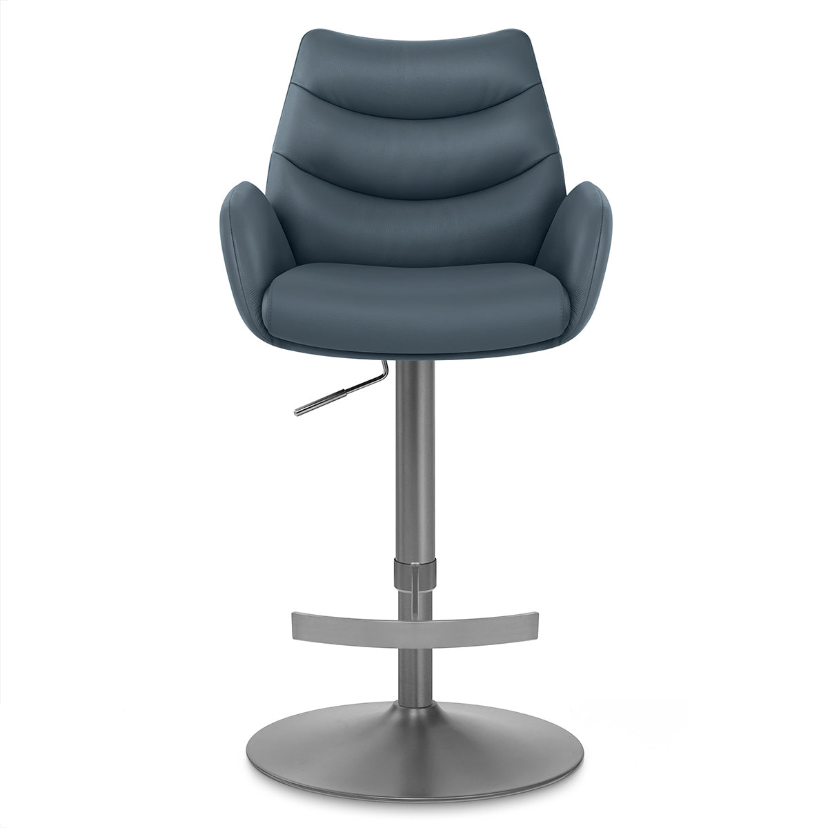 Seville Real Leather Graphite Stool Blue