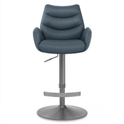 Seville Real Leather Graphite Stool Blue