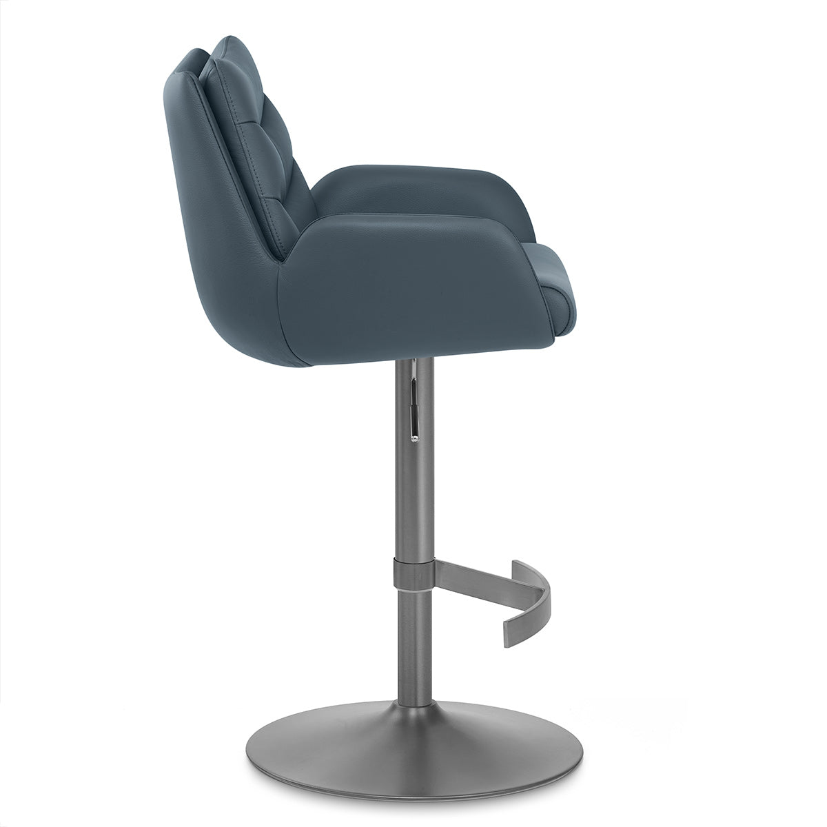 Seville Real Leather Graphite Stool Blue