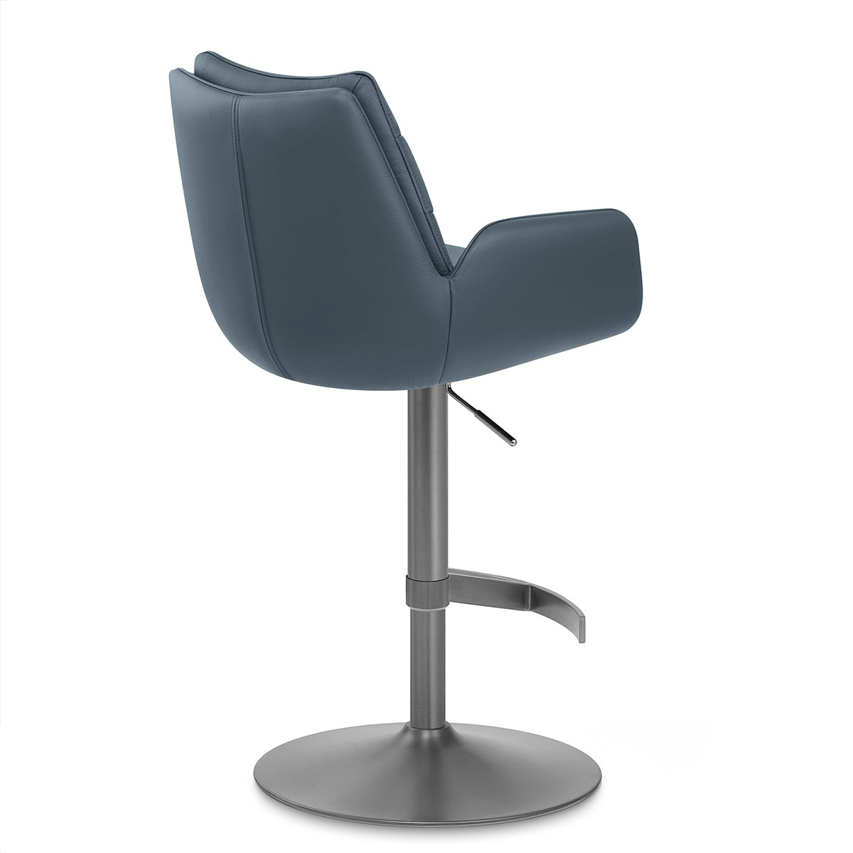 Seville Real Leather Graphite Stool Blue
