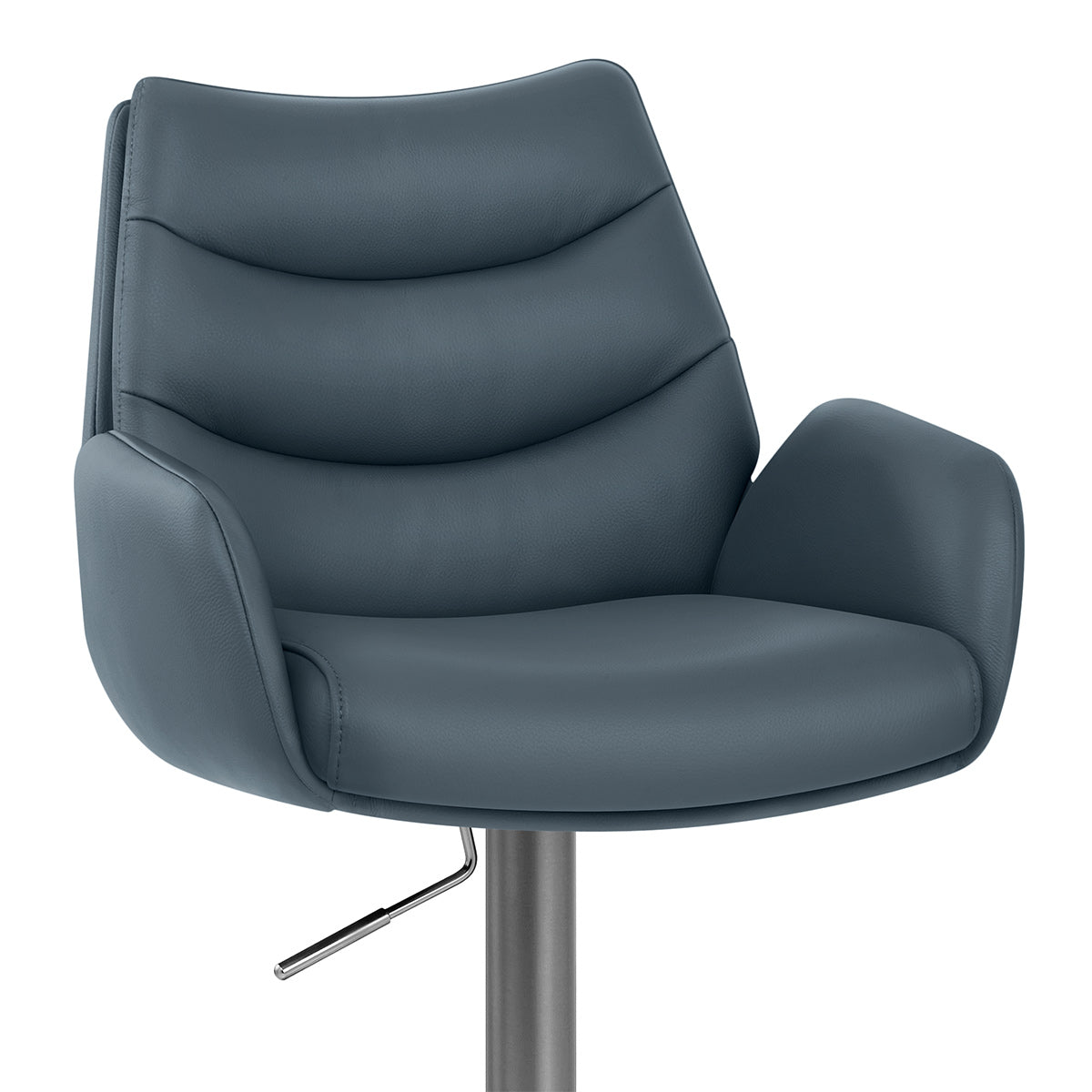 Seville Real Leather Graphite Stool Blue