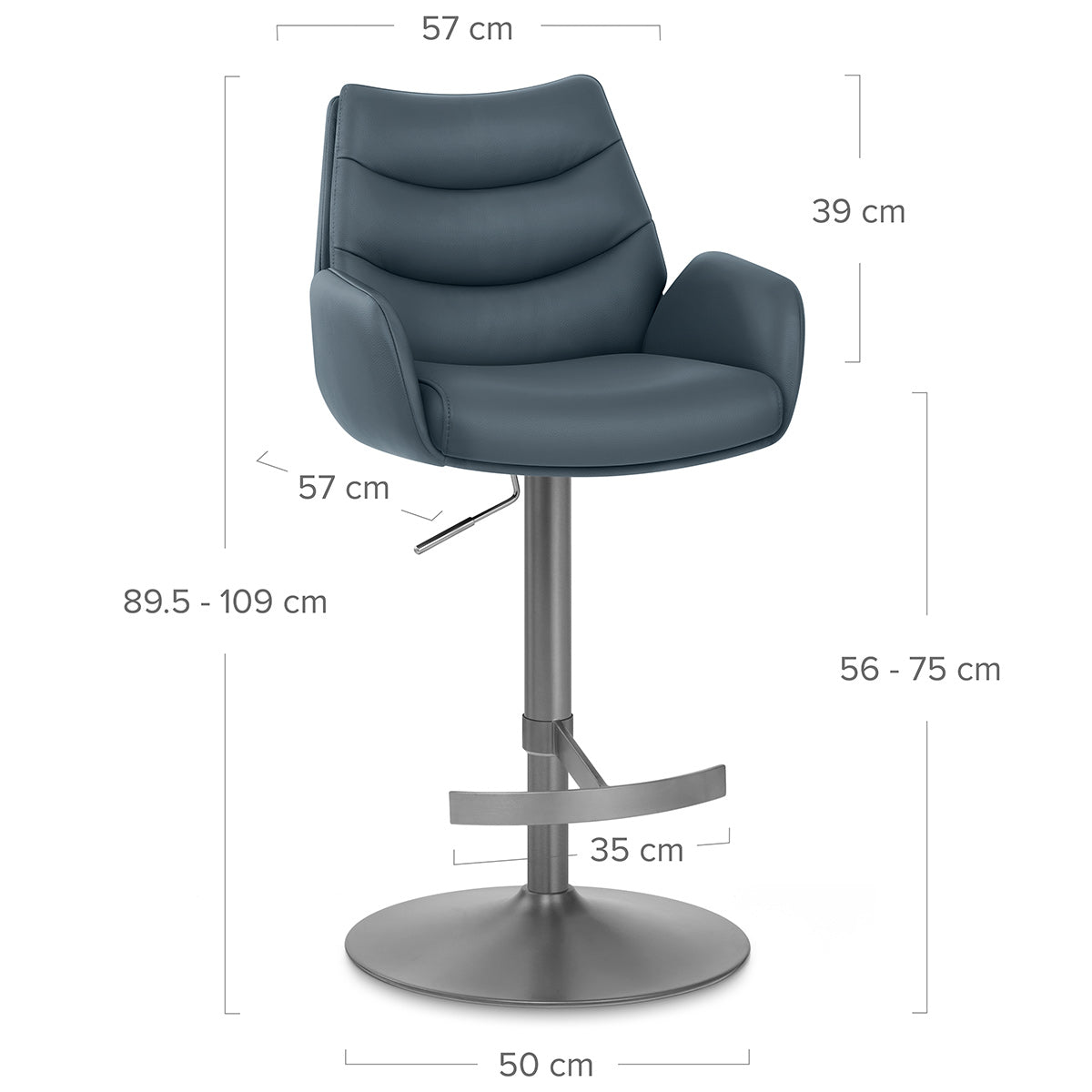 Seville Real Leather Graphite Stool Blue