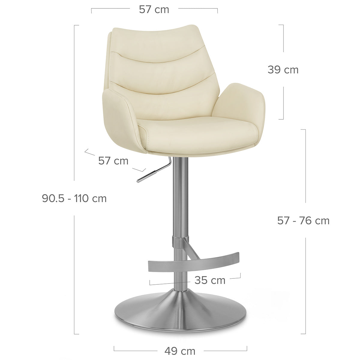 Seville Real Leather Brushed Stool Cream