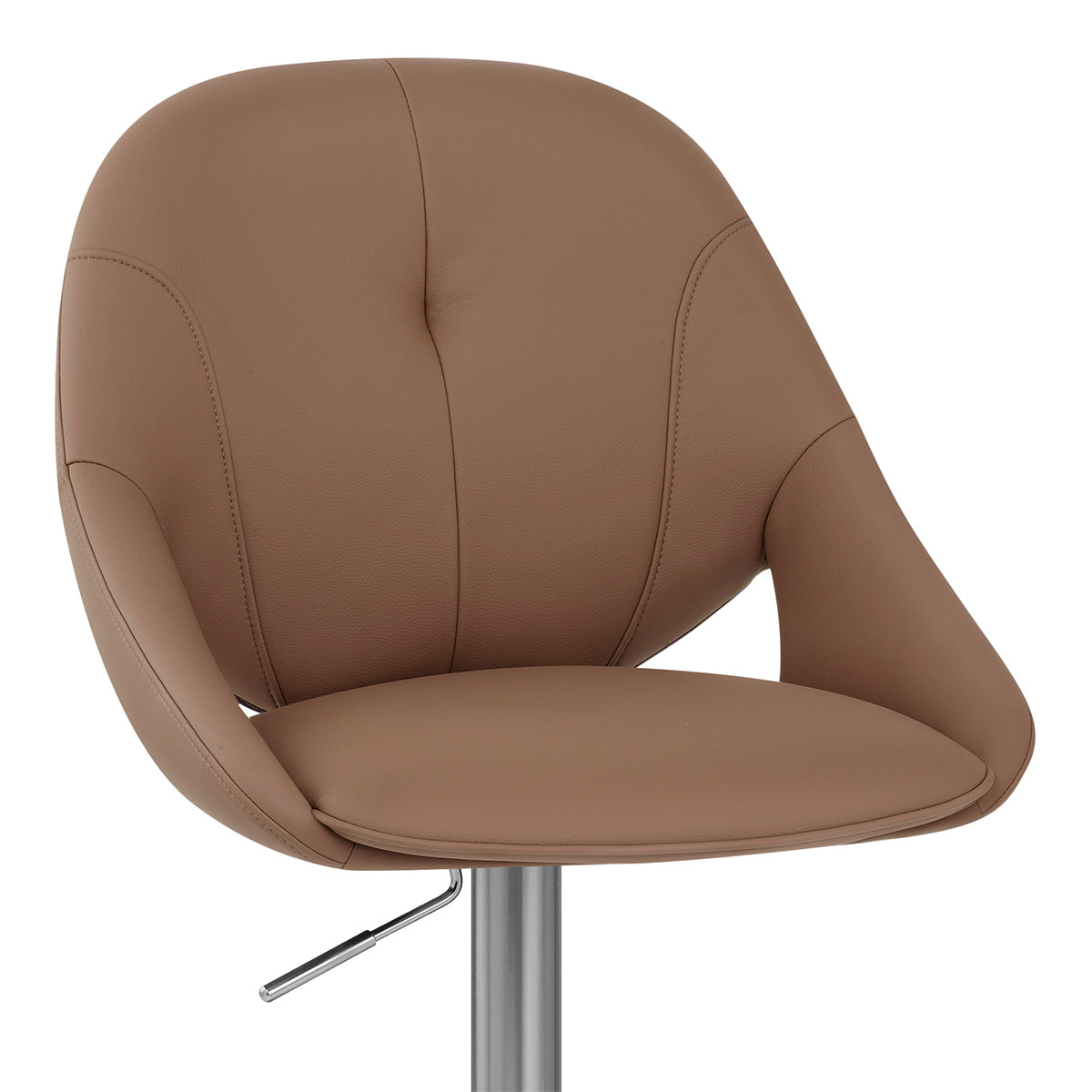 Rico Brushed Steel Stool Brown Eco Leather