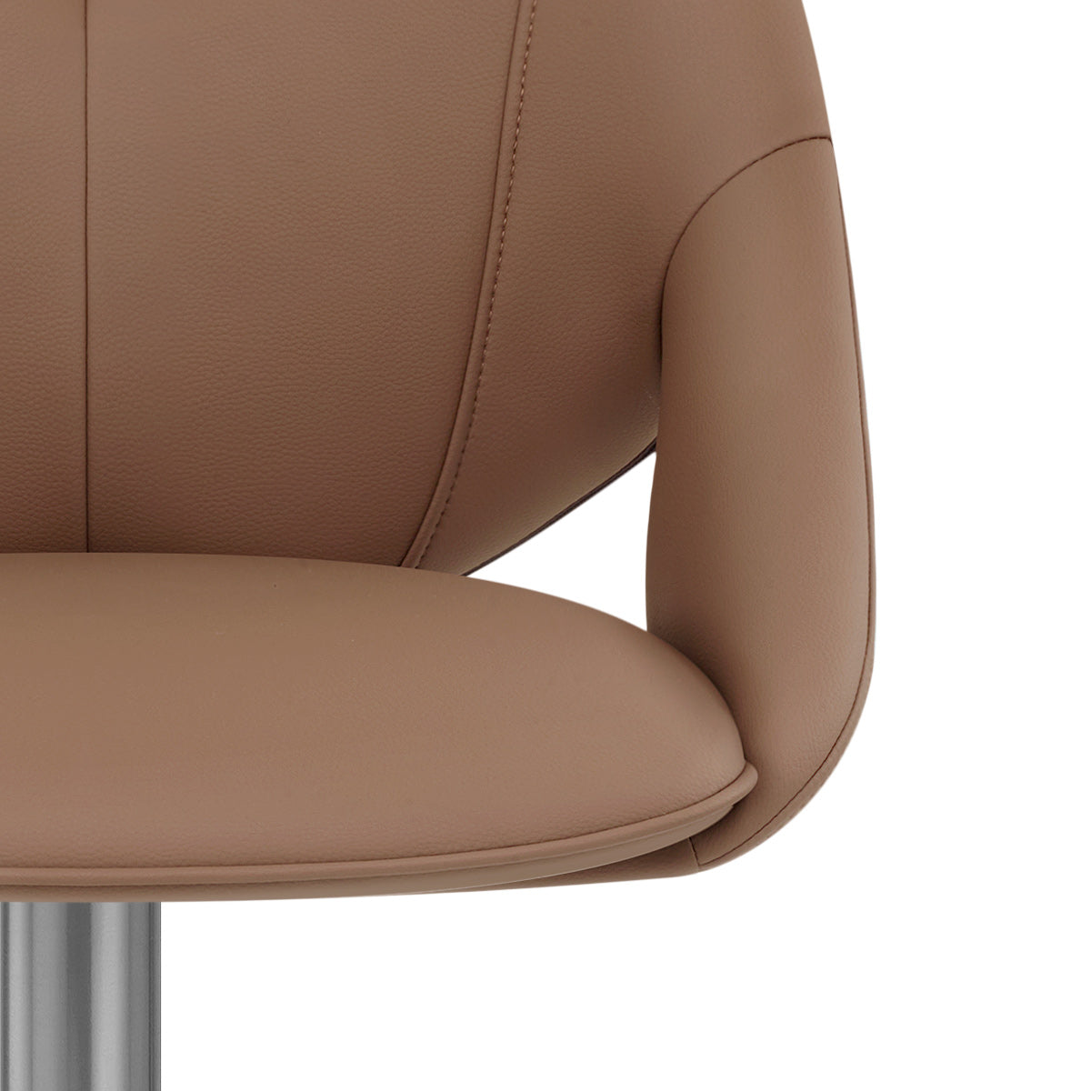 Rico Brushed Steel Stool Brown Eco Leather