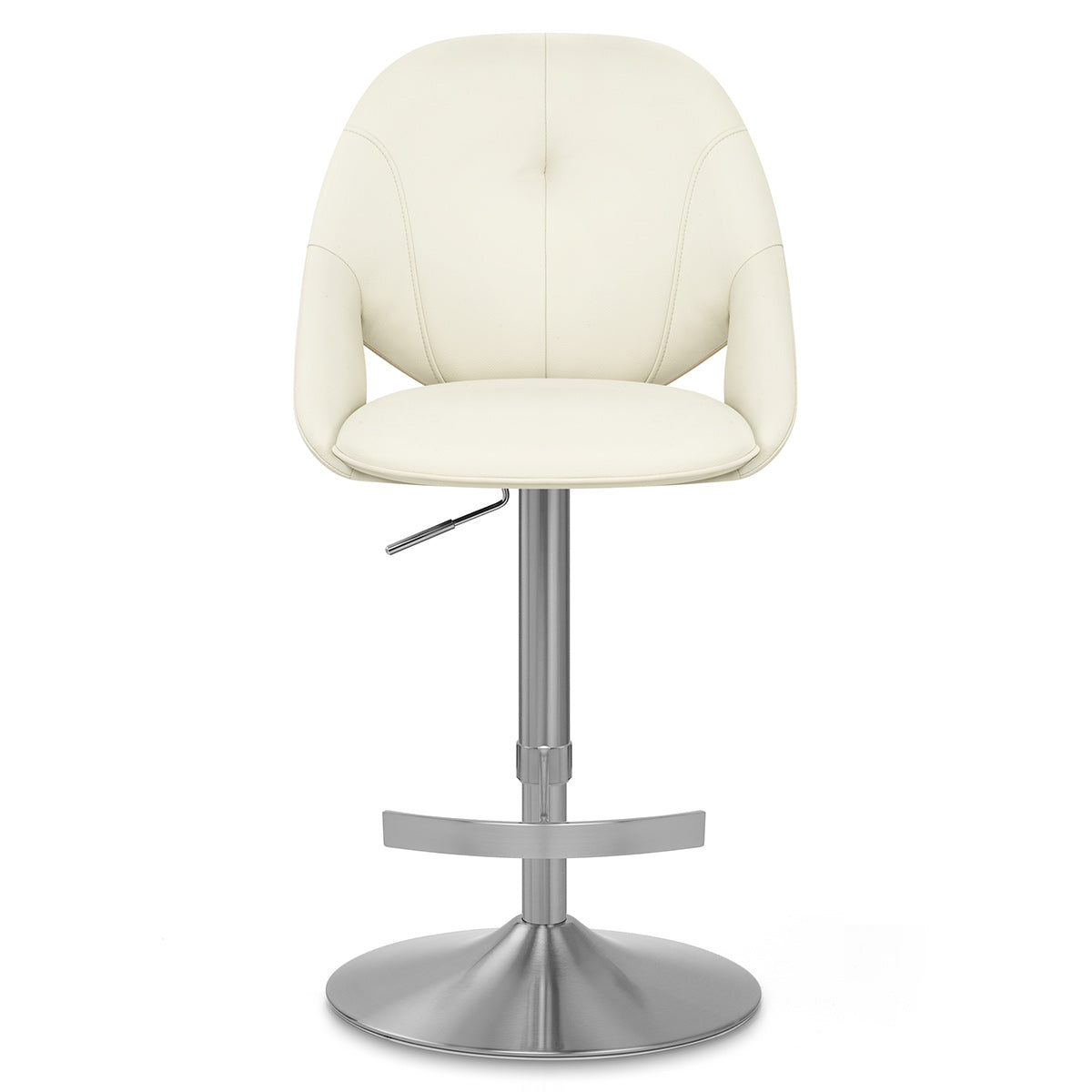 Rico Brushed Steel Stool Cream Eco Leather