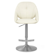 Rico Brushed Steel Stool Cream Eco Leather