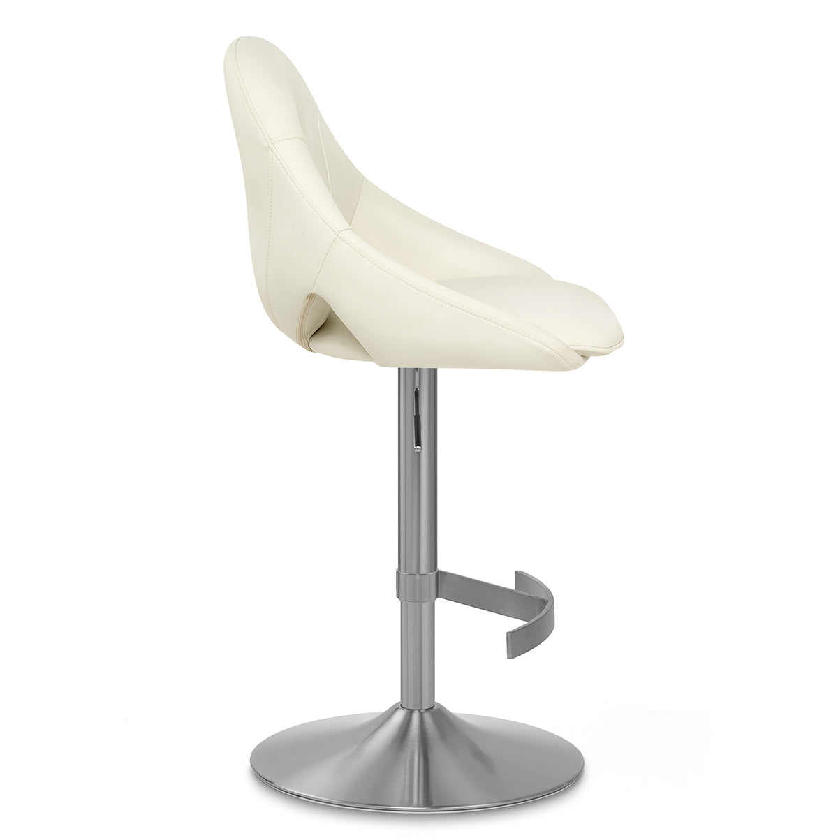 Rico Brushed Steel Stool Cream Eco Leather