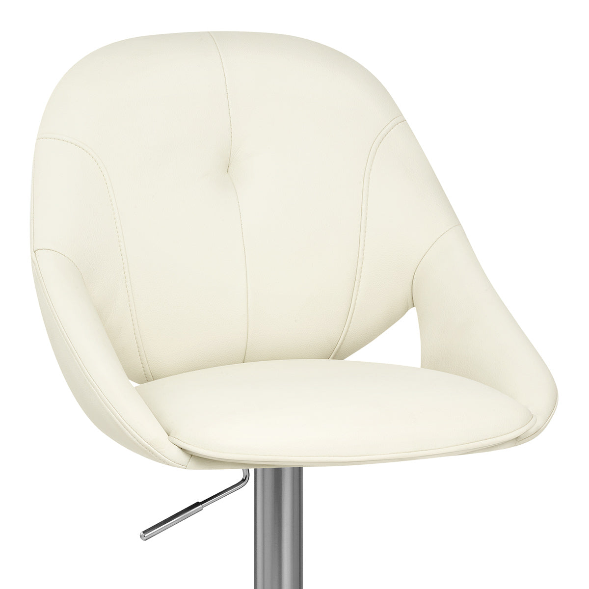 Rico Brushed Steel Stool Cream Eco Leather