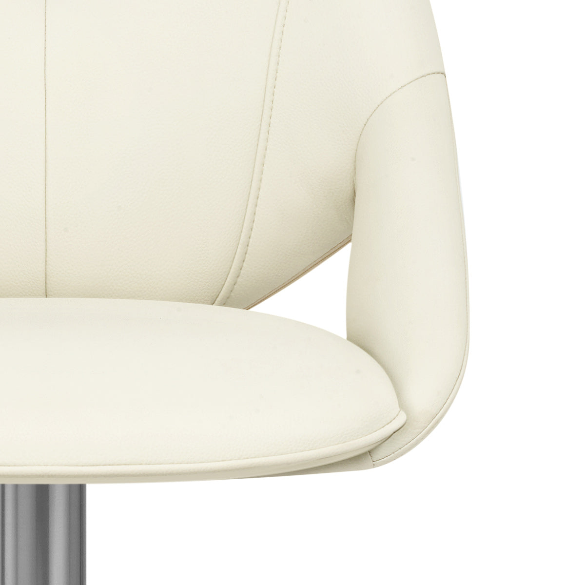 Rico Brushed Steel Stool Cream Eco Leather