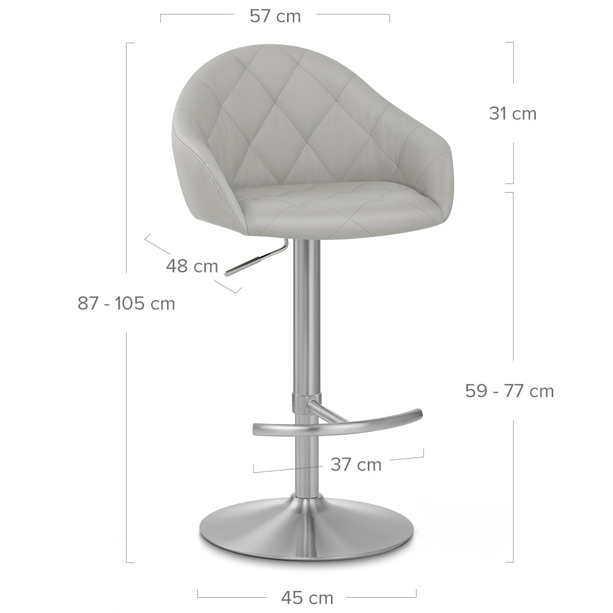 Perry Brushed Steel Stool Grey
