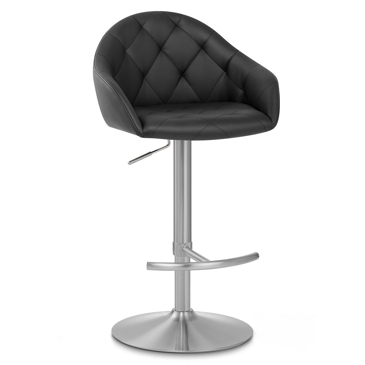 Perry Brushed Steel Stool Black