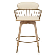 Opera Bar Stool Oak & Cream Real Leather