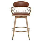 Opera Bar Stool Oak & Tan Real Leather