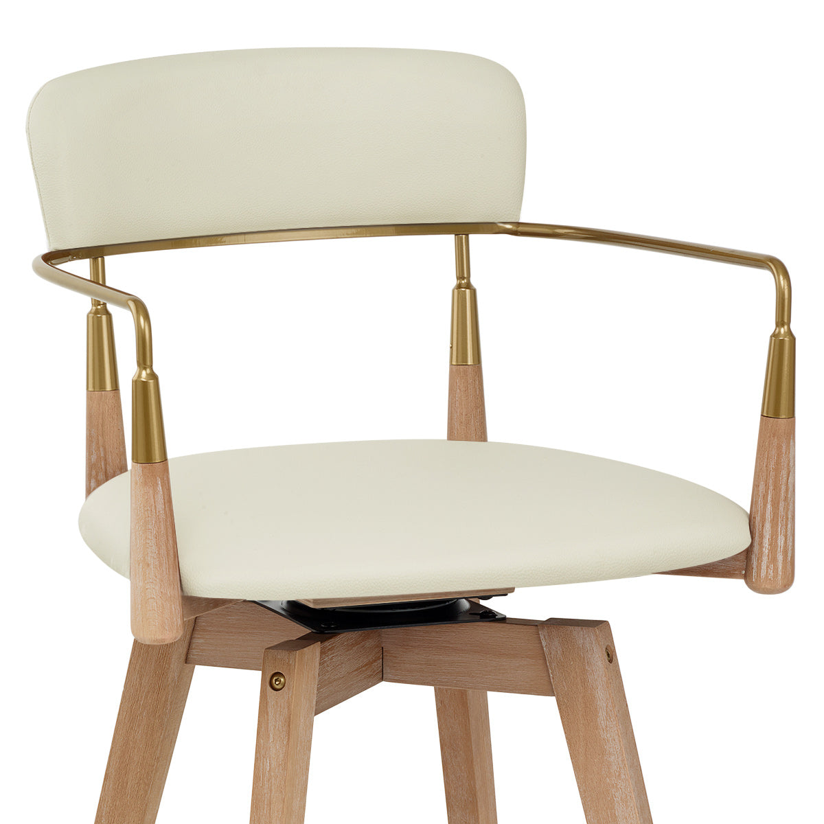 Reed Real Leather Wooden Stool Cream