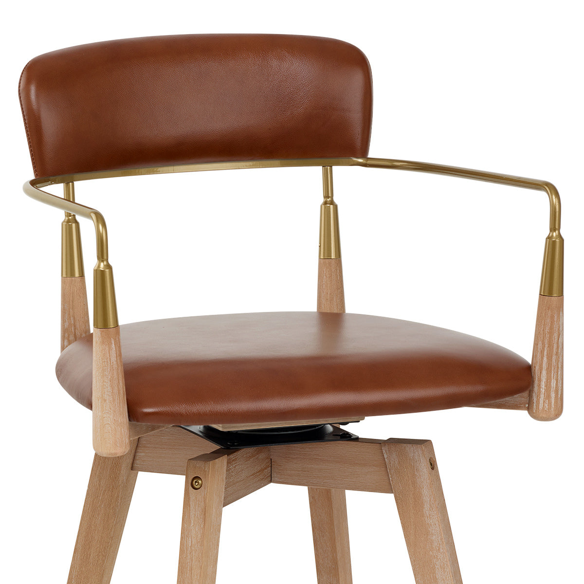 Reed Real Leather Wooden Stool Tan