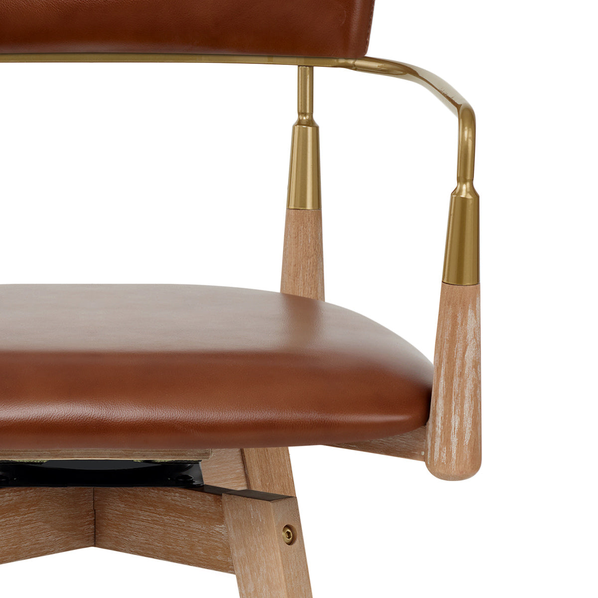 Reed Real Leather Wooden Stool Tan
