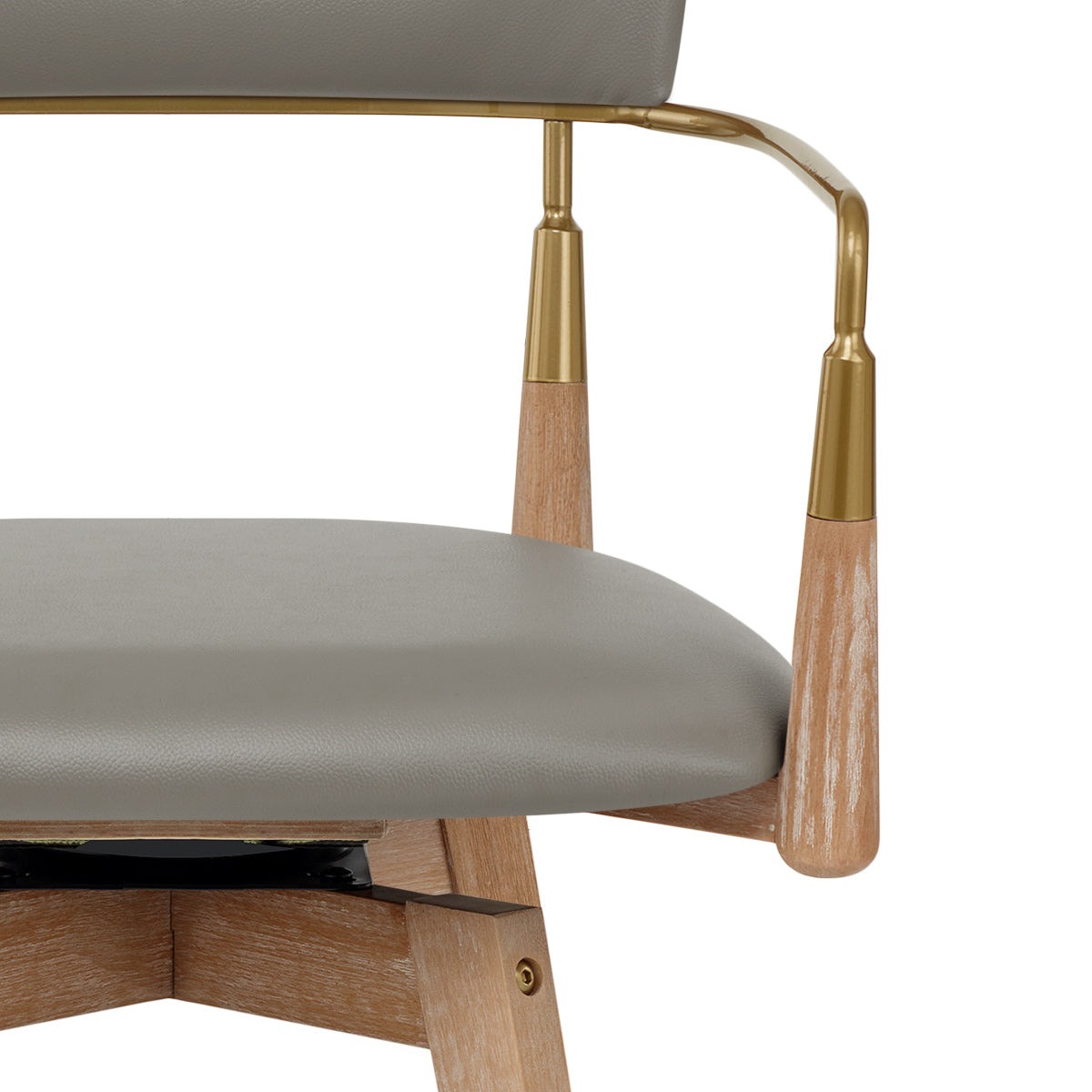 Reed Real Leather Wooden Stool Grey