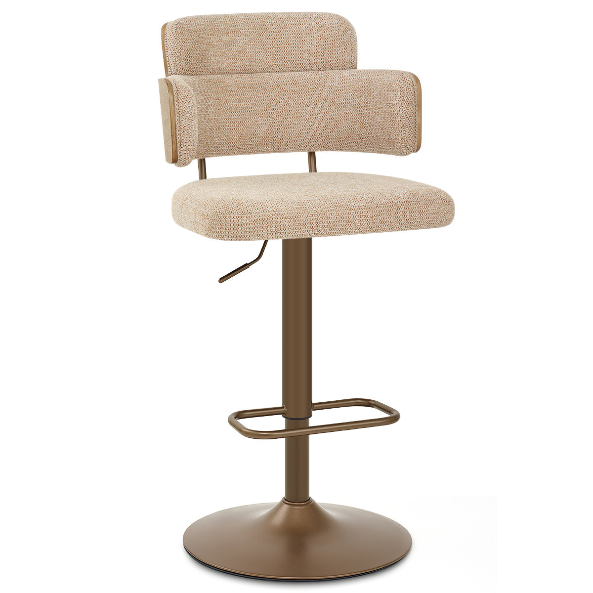 Logan Copper Bar Stool Beige Fabric