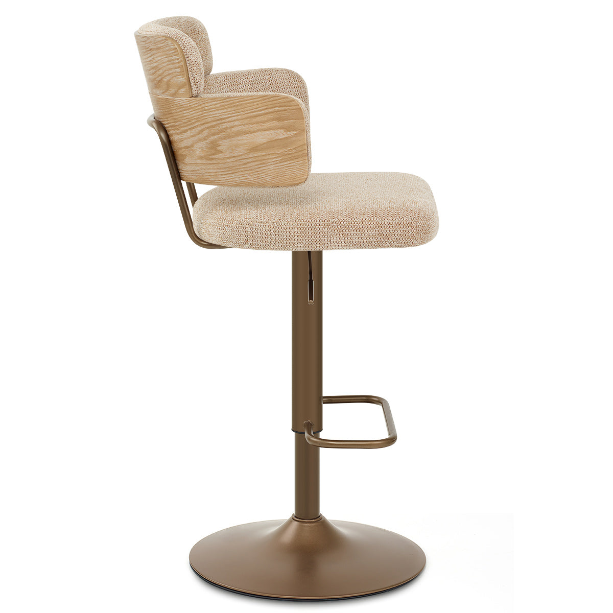 Logan Copper Bar Stool Beige Fabric