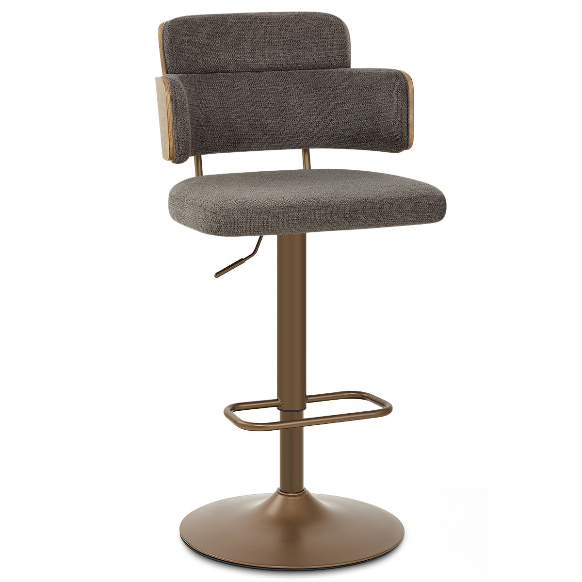 Logan Copper Bar Stool Grey Fabric