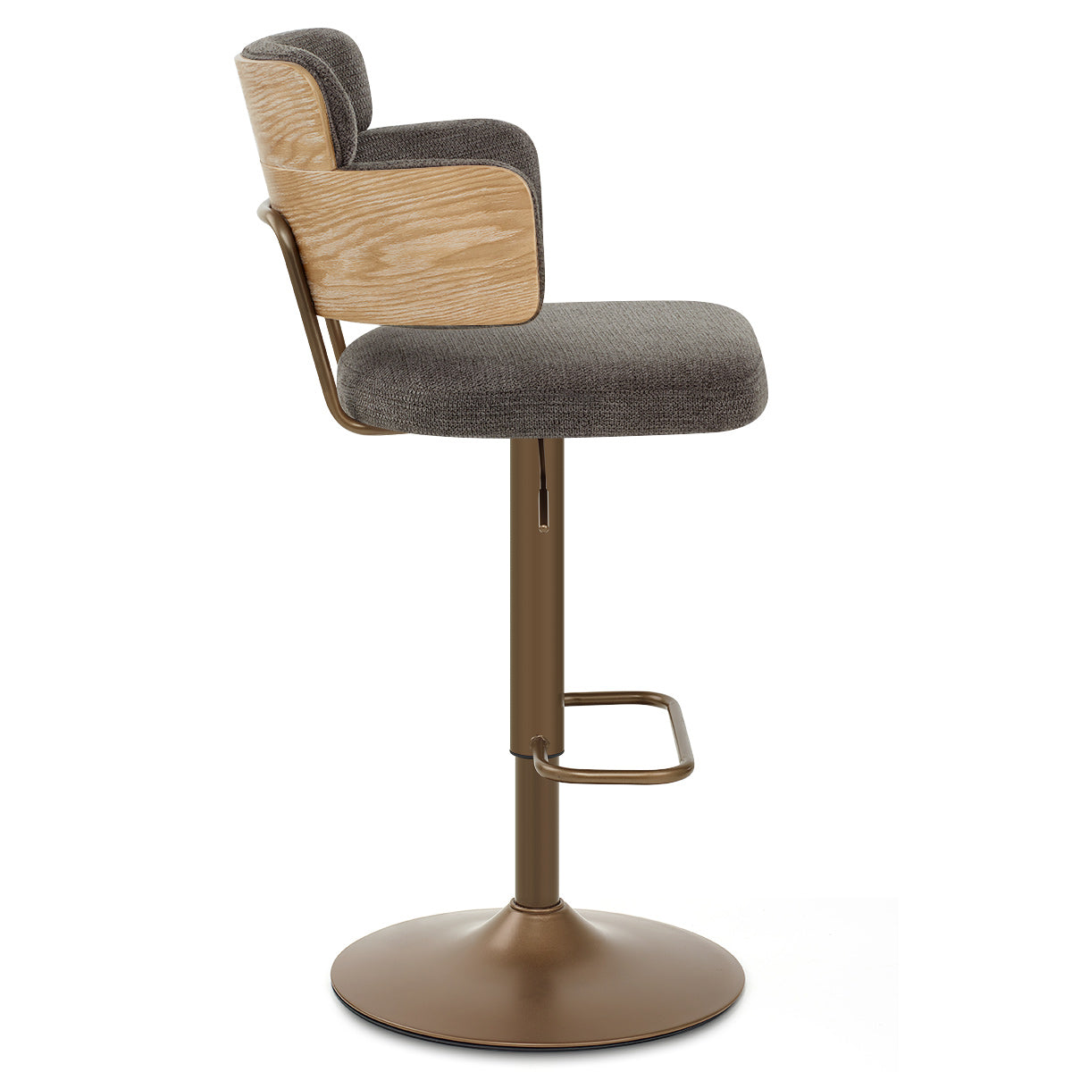 Logan Copper Bar Stool Grey Fabric