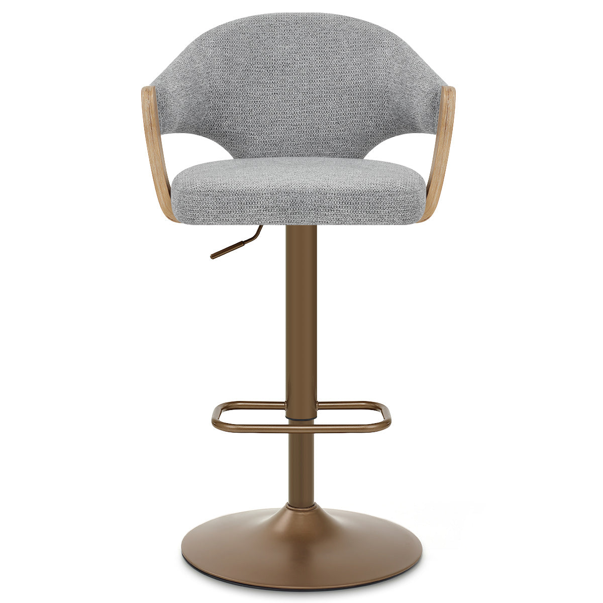 Arco Copper Bar Stool Grey Fabric