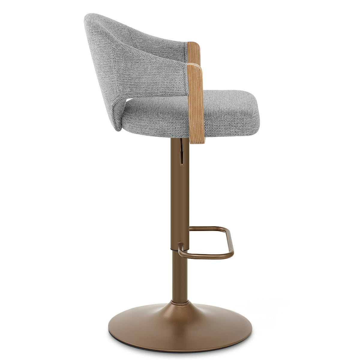 Arco Copper Bar Stool Grey Fabric