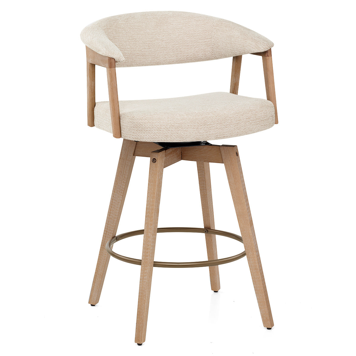 Falco Stool Oak & Beige Fabric
