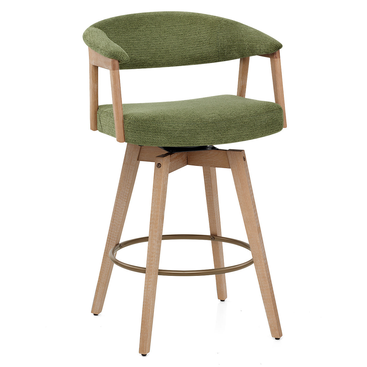 Falco Stool Oak & Green Fabric