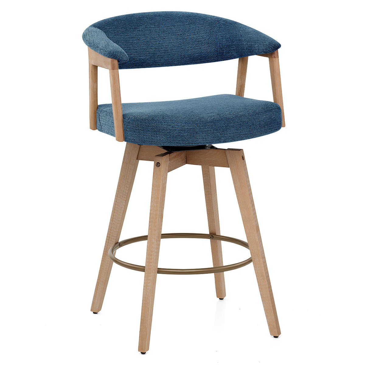 Falco Stool Oak & Blue Fabric