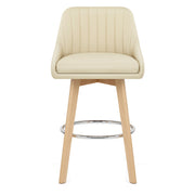 Hamilton Bar Stool Oak & Cream Real Leather