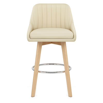 Hamilton Bar Stool Oak & Cream Real Leather