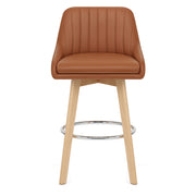 Hamilton Bar Stool Oak & Tan Real Leather