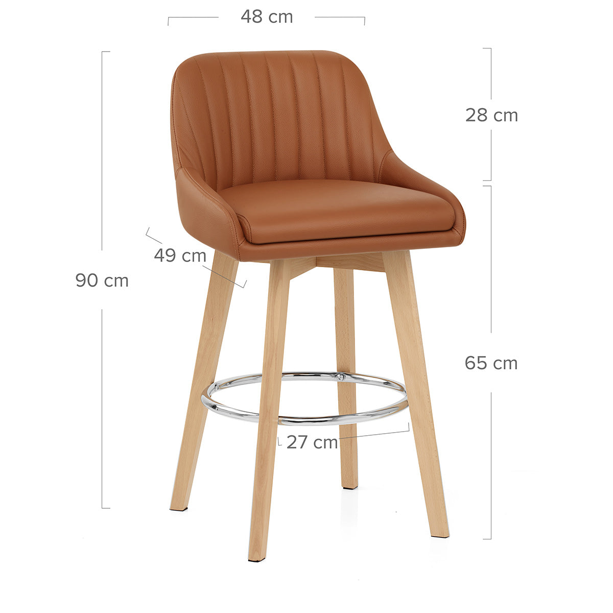 Hamilton Bar Stool Oak & Tan Real Leather