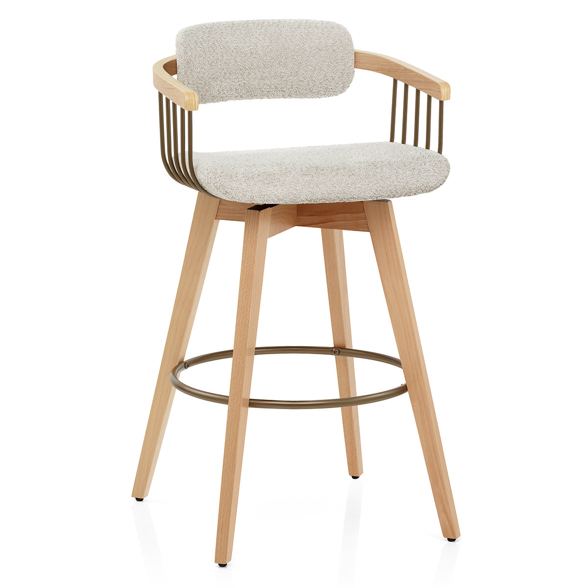 Electra Oak Stool Cream Boucle