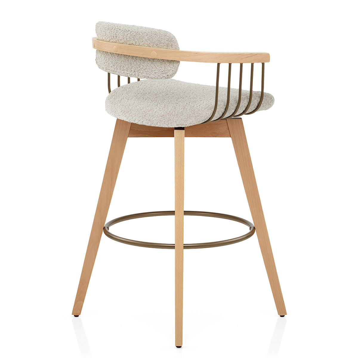 Electra Oak Stool Cream Boucle