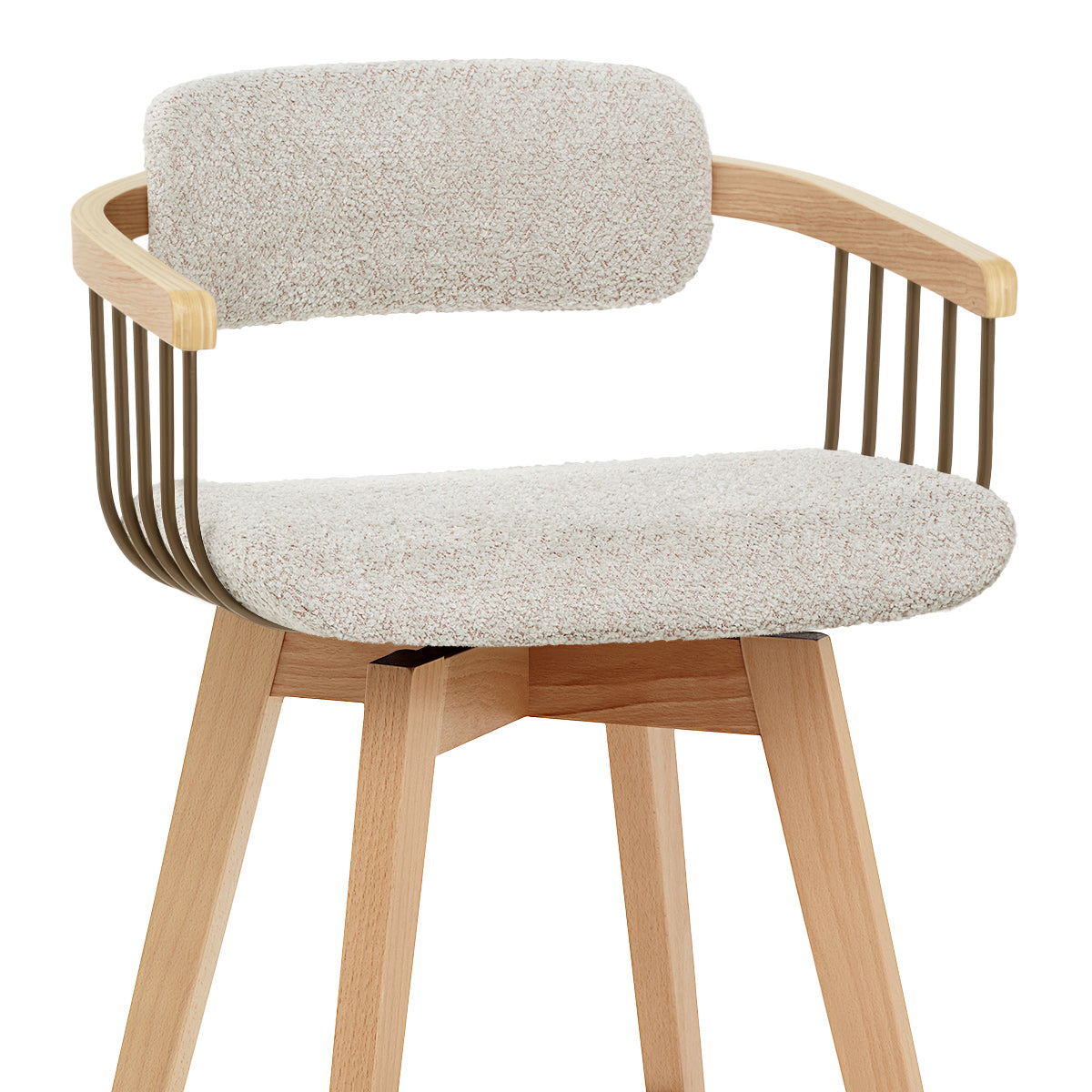Electra Oak Stool Cream Boucle