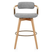 Electra Oak Stool Light Grey Boucle