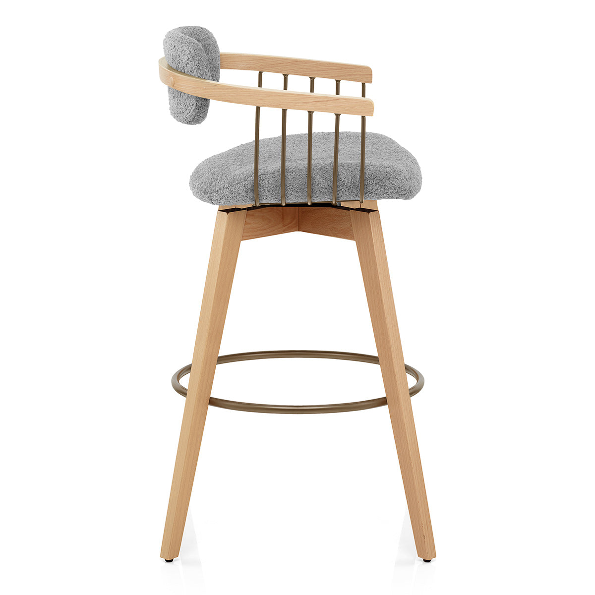 Electra Oak Stool Light Grey Boucle