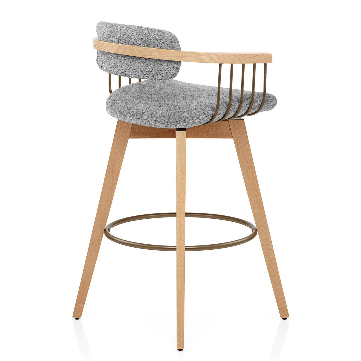 Electra Oak Stool Light Grey Boucle