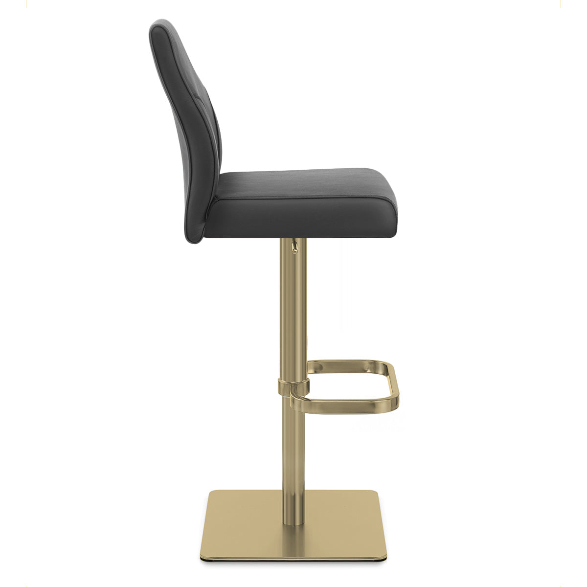 Martello Real Leather Gold Stool Black