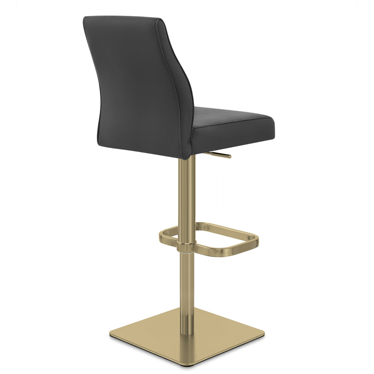 Martello Real Leather Gold Stool Black