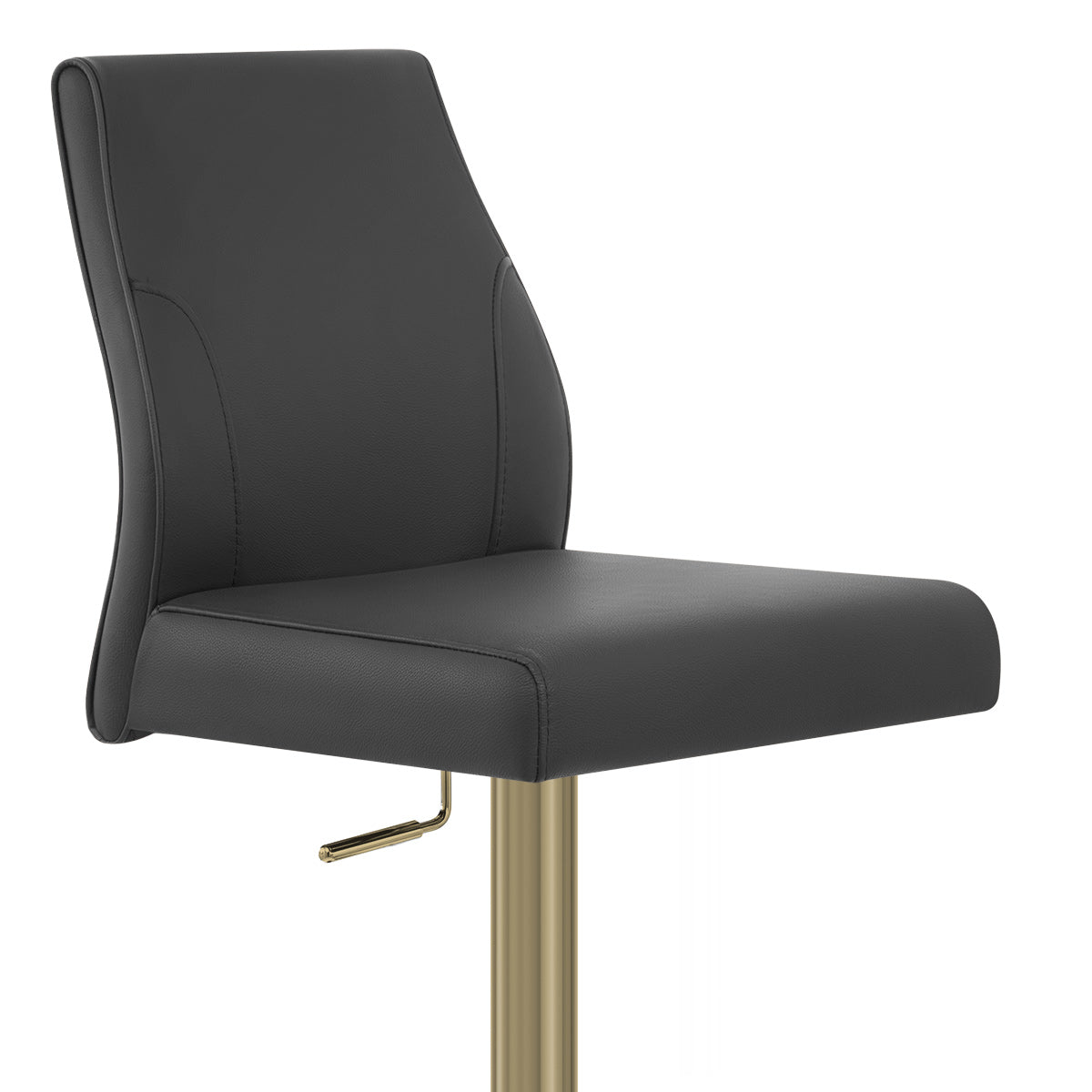 Martello Real Leather Gold Stool Black