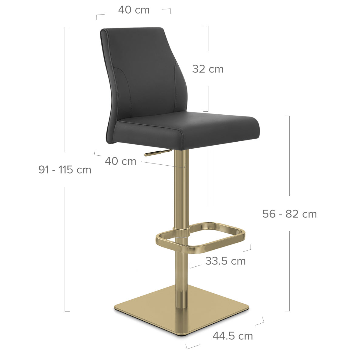 Martello Real Leather Gold Stool Black