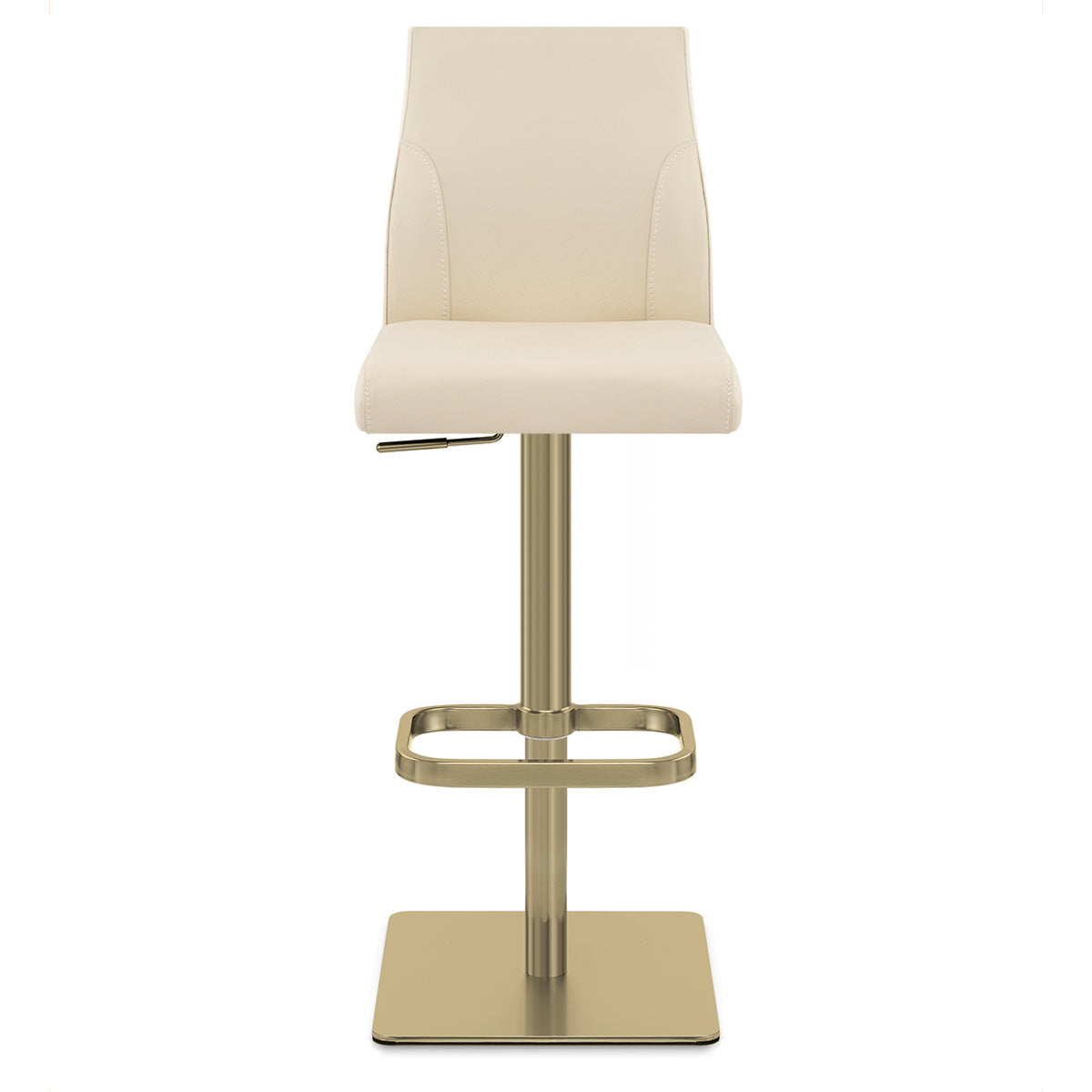Martello Real Leather Gold Stool Cream