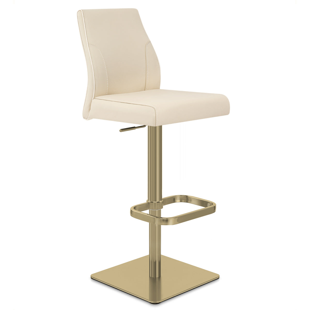 Martello Real Leather Gold Stool Cream